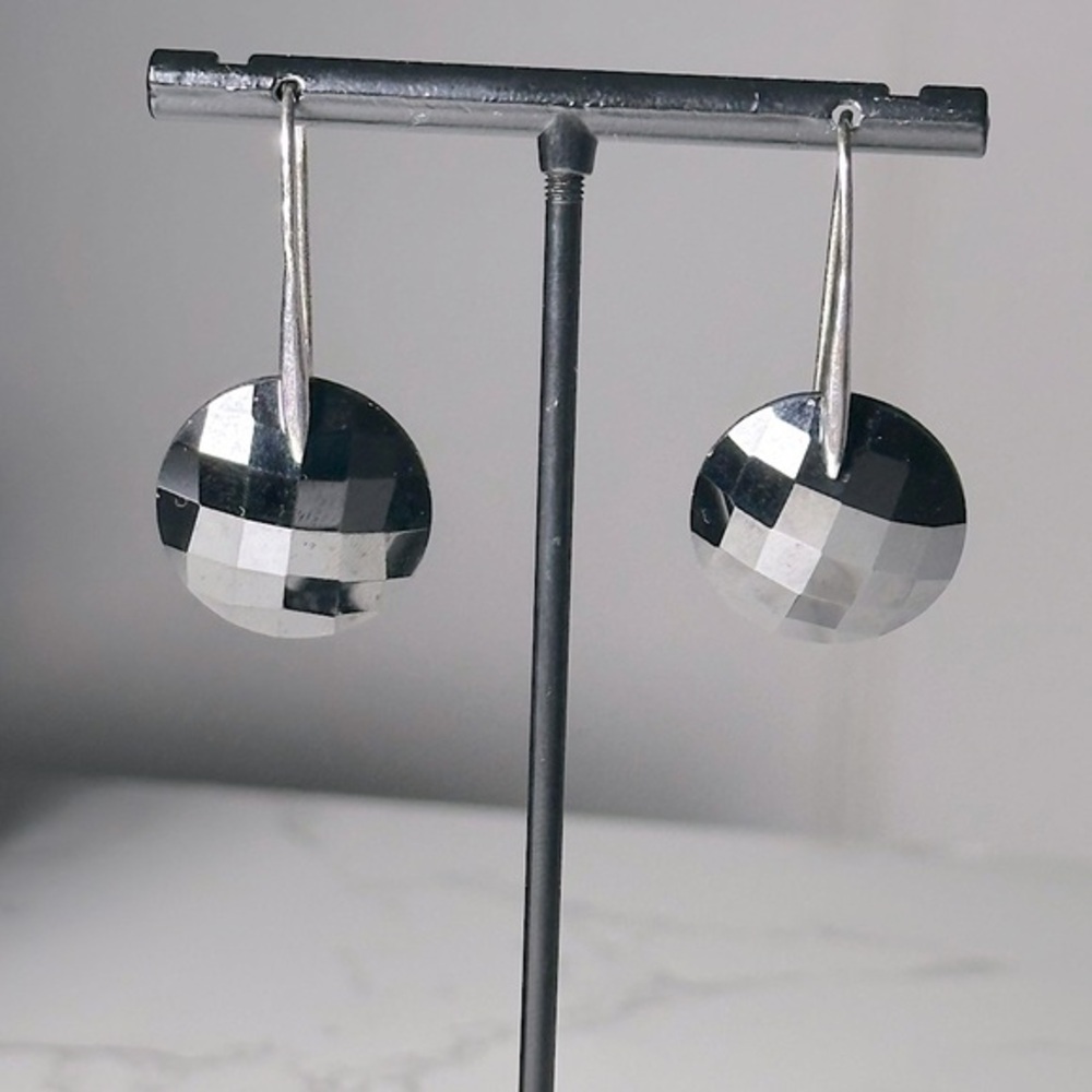 STUNNING VINTAGE DESIGNER 925 STERLING SILVER + CRYSTAL DROP STYLE EARRINGS